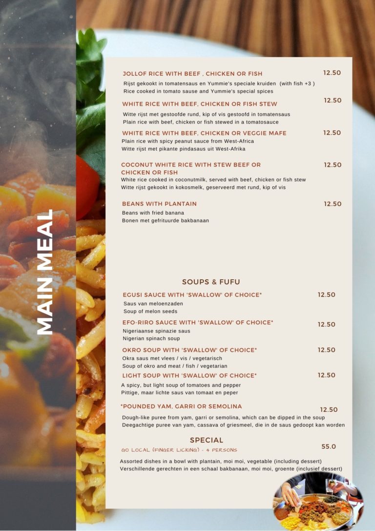 Menu with no price
